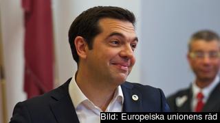 Den grekiske premiärministern Alexis Tsipras efter tisdagens eurotoppmöte. Arkivbild. Den grekiske premiärministern Alexis Tsipras efter tisdagens eurotoppmöte. Arkivbild.