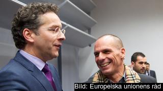 Eurogruppschefen Jeroen Dijsselbloem och Greklands finansminister Yanis Varoufakis. Arkivbild. Eurogruppschefen Jeroen Dijsselbloem och Greklands finansminister Yanis Varoufakis. Arkivbild.