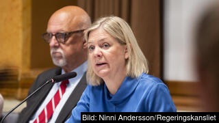 Statsminister Magdalena Andersson (S) tillsammans med EU-minister Hans Dahlgren (S) i riksdagens EU-nämnd. Arkivbild. Statsminister Magdalena Andersson (S) tillsammans med EU-minister Hans Dahlgren (S) i riksdagens EU-nämnd. Arkivbild.