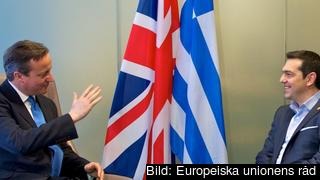 Storbritanniens premiärminister David Cameron och Greklands premiärminister Alexis Tsipras väntas stå i fokus under veckans EU-toppmöte. Arkivbild. Storbritanniens premiärminister David Cameron och Greklands premiärminister Alexis Tsipras väntas stå i fokus under veckans EU-toppmöte. Arkivbild.