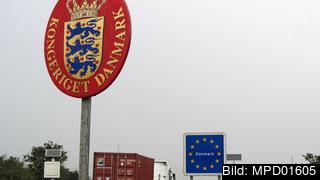 Gränsen mellan Danmark och Tyskland. Arkivbild. Gränsen mellan Danmark och Tyskland. Arkivbild.