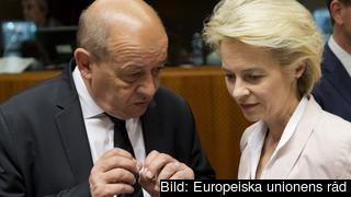 Frankrikes och Tysklands försvarsministrar Jean-Yves Le Drian och Ursula von der Leyen har tillsammans tagit fram förslaget. Arkivbild. Frankrikes och Tysklands försvarsministrar Jean-Yves Le Drian och Ursula von der Leyen har tillsammans tagit fram förslaget. Arkivbild.