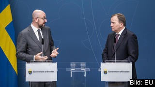 Europeiska rådets ordförande Charles Michel och statsminister Stefan Löfven. 