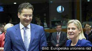 Nederländernas finansminister Jeroen Dijsselbloem och finansminister Magdalena Andersson. Arkivbild. Nederländernas finansminister Jeroen Dijsselbloem och finansminister Magdalena Andersson. Arkivbild.