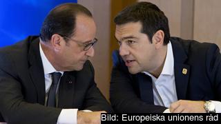 Frankrikes president François Hollande och Greklands premiärminister Alexis Tsipras. Arkivbild.