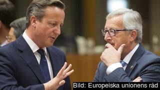 Den brittiske premiärministern David Cameron och tillträdande kommissionsordförande Jean-Claude Juncker.