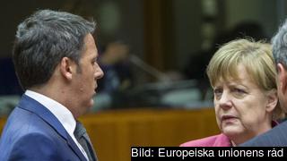 Italiens premiärminister Matteo Renzi i samtal med Tysklands förbundskansler Angela Merkel. Arkivbild.