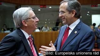 Eurogruppens ordförande Jean-Claude Juncker och Greklands premiärminister Antonis Samaras. Arkivbild. Eurogruppens ordförande Jean-Claude Juncker och Greklands premiärminister Antonis Samaras. Arkivbild.