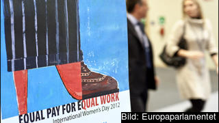 Årets tema för internationella kvinnodagen i Europaparlamentet är lika lön för lika arbete.