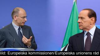 Italiens premiärminister Enrico Letta och högerledaren Silvio Berlusconi. Bilden är ett montage.