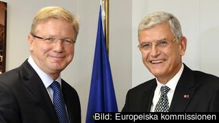 EU:s utvidgningskommissionär Štefan Füle och den turkiske EU-ministern Volkan Bozkır. Arkivbild. EU:s utvidgningskommissionär Štefan Füle och den turkiske EU-ministern Volkan Bozkır. Arkivbild.