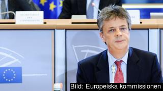 Den brittiske kommissionärskandidaten Jonathan Hill under onsdagens utfrågning. 