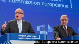 Frans Timmermans och Dimitris Avramopoulos.