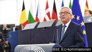EU-kommissionens ordförande Jean-Claude Juncker under onsdagens linjetal i EU-parlamentet i Strasbourg. EU-kommissionens ordförande Jean-Claude Juncker under onsdagens linjetal i EU-parlamentet i Strasbourg.