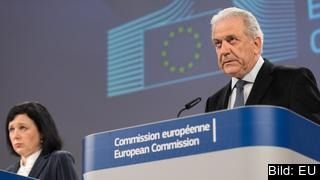 EU-kommissionärerna Věra Jourová och Dimitris Avramopoulos.