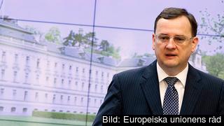 Den tjeckiske premiärministern Petr Nečas tvingas avgå sedan hans två koalitionspartner dragit tillbaka sitt stöd. Arkivbild.