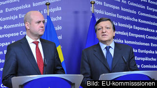 Statsminister Fredrik Reinfeldt (M) och EU-kommissionens ordförande José Manuel Barosso. Arkivbild. Statsminister Fredrik Reinfeldt (M) och EU-kommissionens ordförande José Manuel Barosso. Arkivbild.