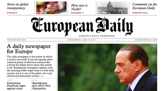 Framsidan av den första upplagan av The European Daily.