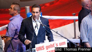 Heinz-Christian Strache på ett valmöte. ( Arkivbild)