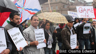 Demonstrationer i Stockholm till stöd för Syriens folk.