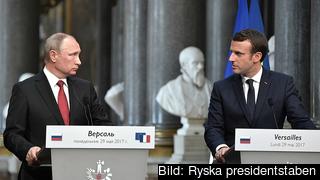Rysslands president Vladimir Putin och Frankrikes president Emmanuel Macron.